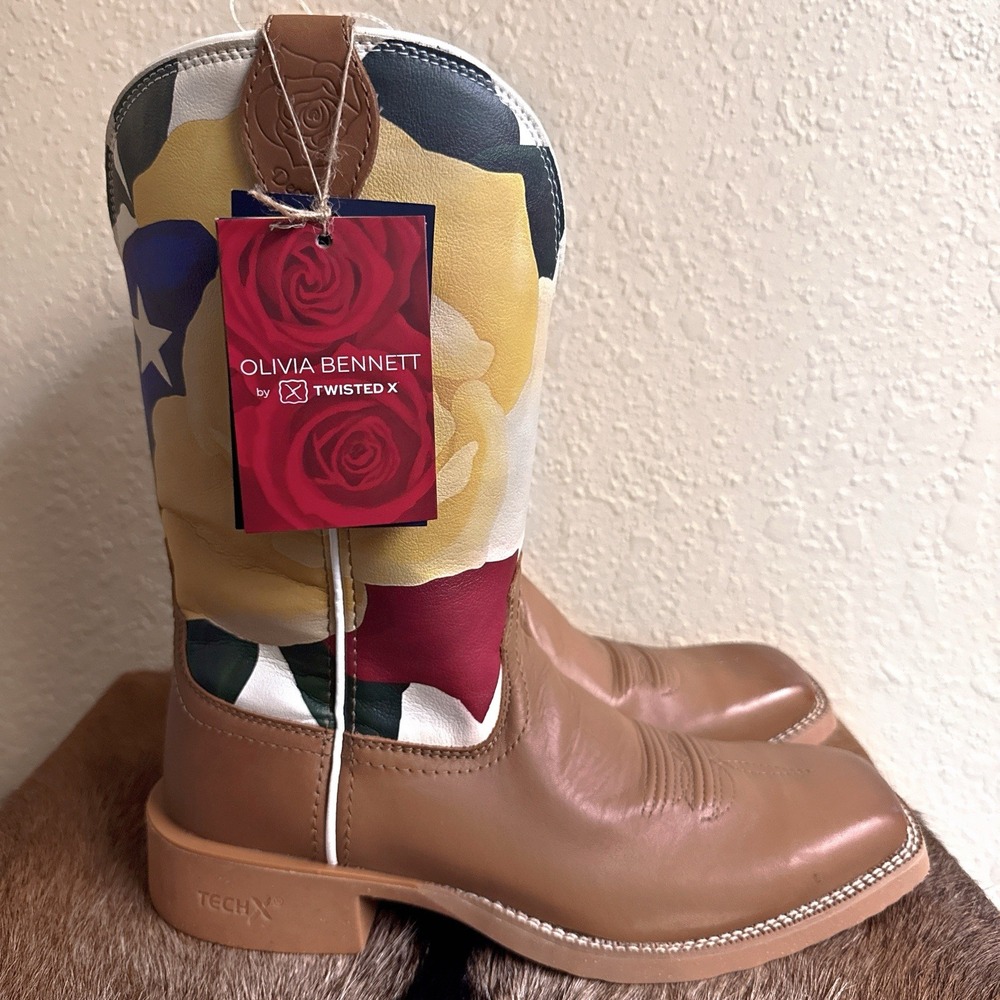 NEW Twisted X Olivia Bennett‎ 9B Decatur Texas Western Tech X Boots Rose WXTR003